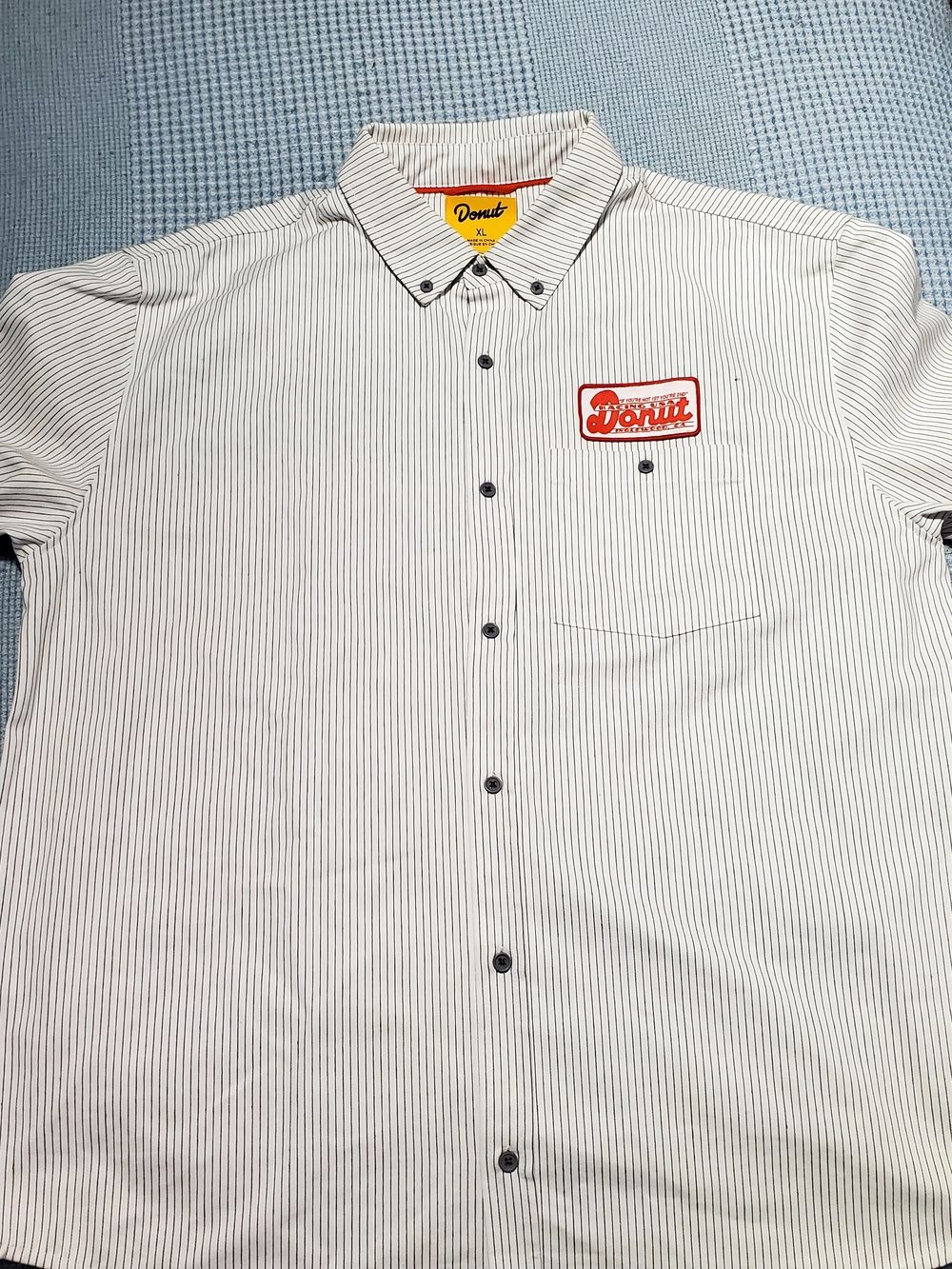 White Pinstripe Short-Sleeve Work Shirt